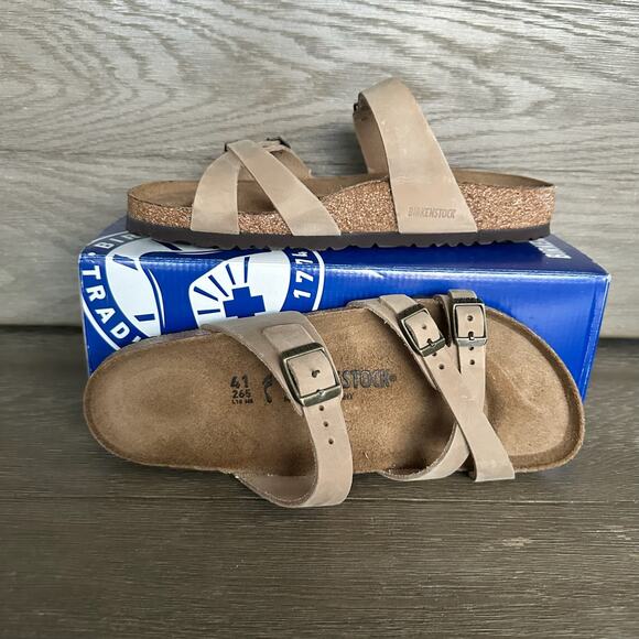 Birkenstock Women’s 41 Franca Leather Sandals Tabacco Brown - Picture 5 of 7